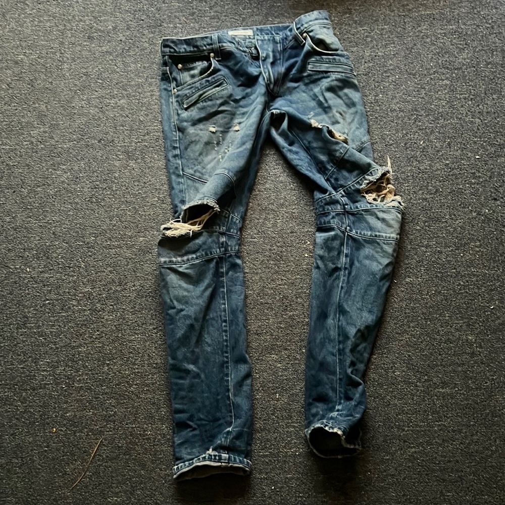 distressed balmain jeans